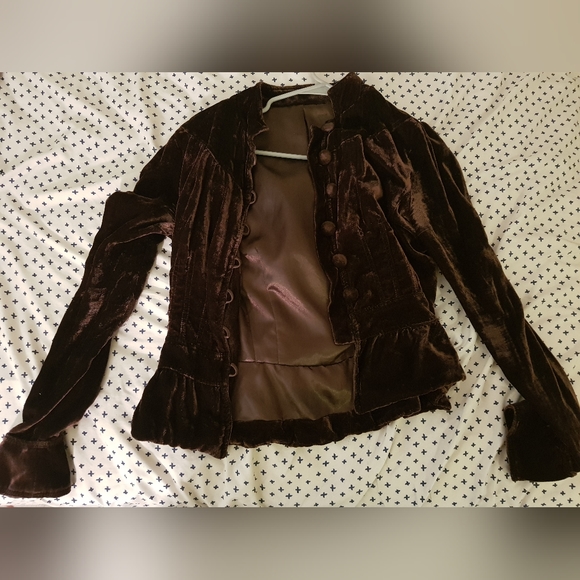 Brown velvet vintage jacket - Picture 4 of 5